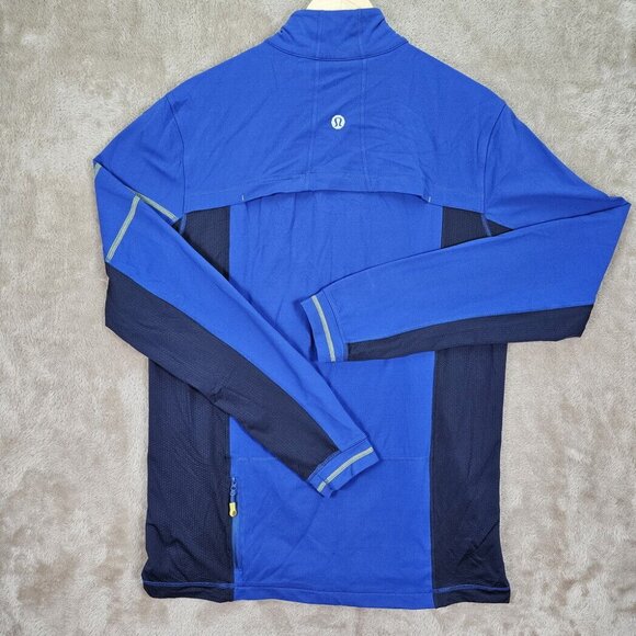 Lululemon Shirt Quarter Zip Mens Size L Blue Athletic Pocket Workout Gym Running - Picture 2 of 10